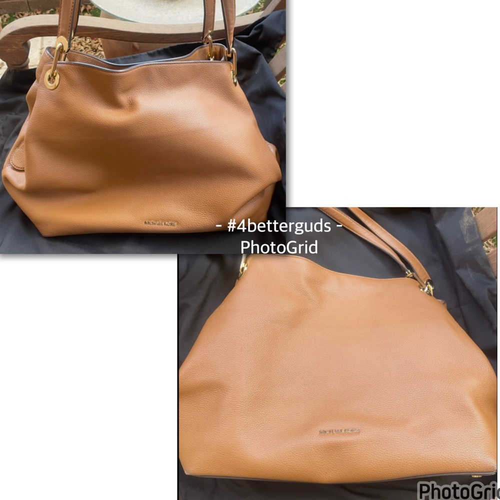 Michael Kors Large Pebbled Leather Satchel Luggage Brown Shoulder Hobo Handbag - Picture 9 of 16